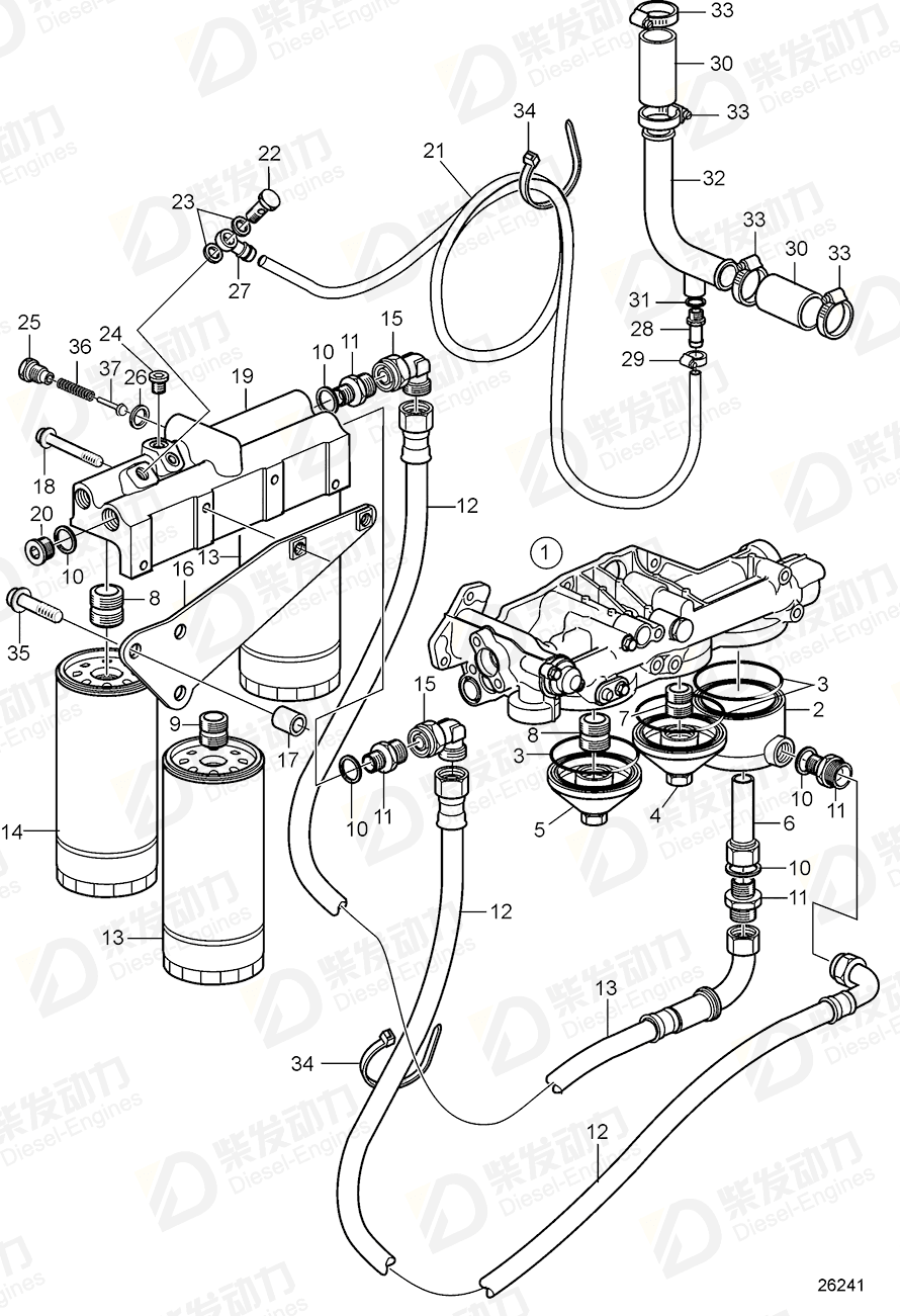 VOLVO Oil filter housing 22211028 Drawing